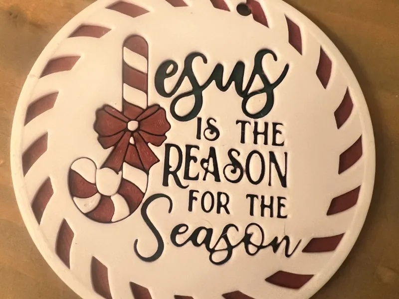 Jesus Is The Reason HueForge Christmas Ornament