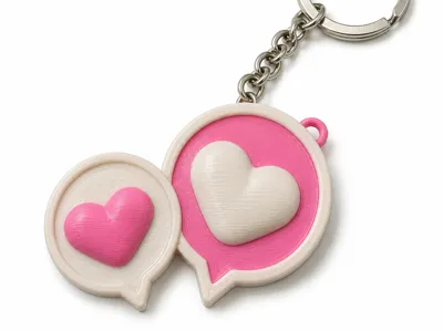 Dual Heart Chat Bubble Keychain Charm