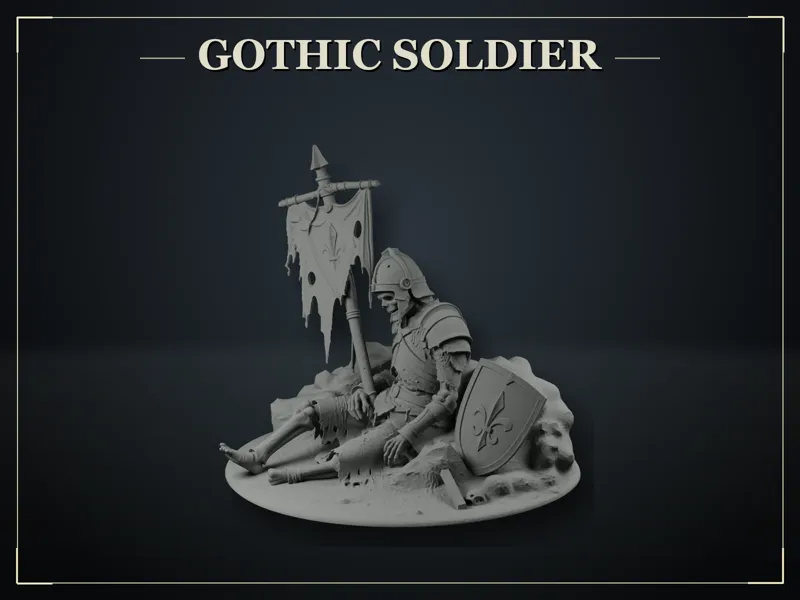 Gothic Fallen Soldier Aquarium Decor