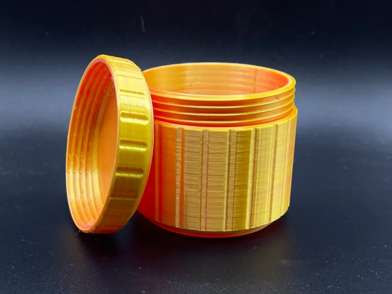 Threaded Stash Pot, Easy-Open with Ribbed Pattern (Great for Camera Lenses, Drone Accessories etc!)
