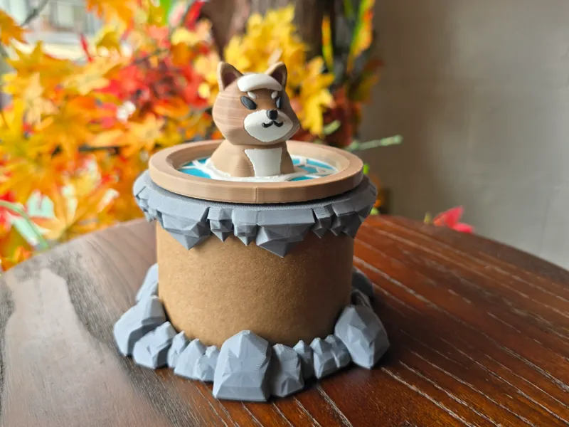 Shiba Inu Onsen Cardboard Spool Container