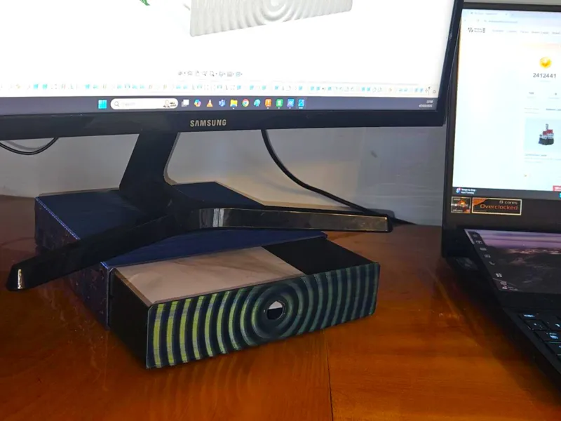 Geometric design, square Monitor Riser and drawer 