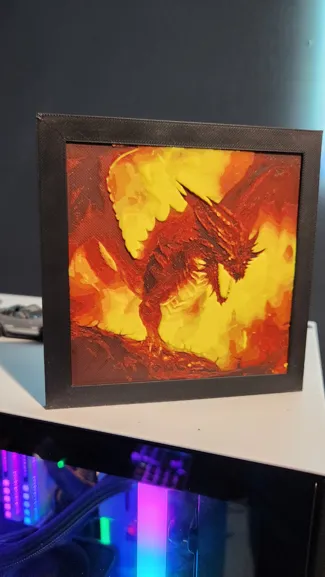 Hueforge - Menacing Fire Dragon with Frame