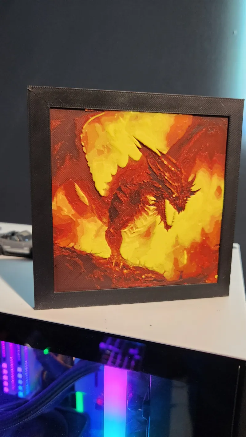 Hueforge - Menacing Fire Dragon with Frame