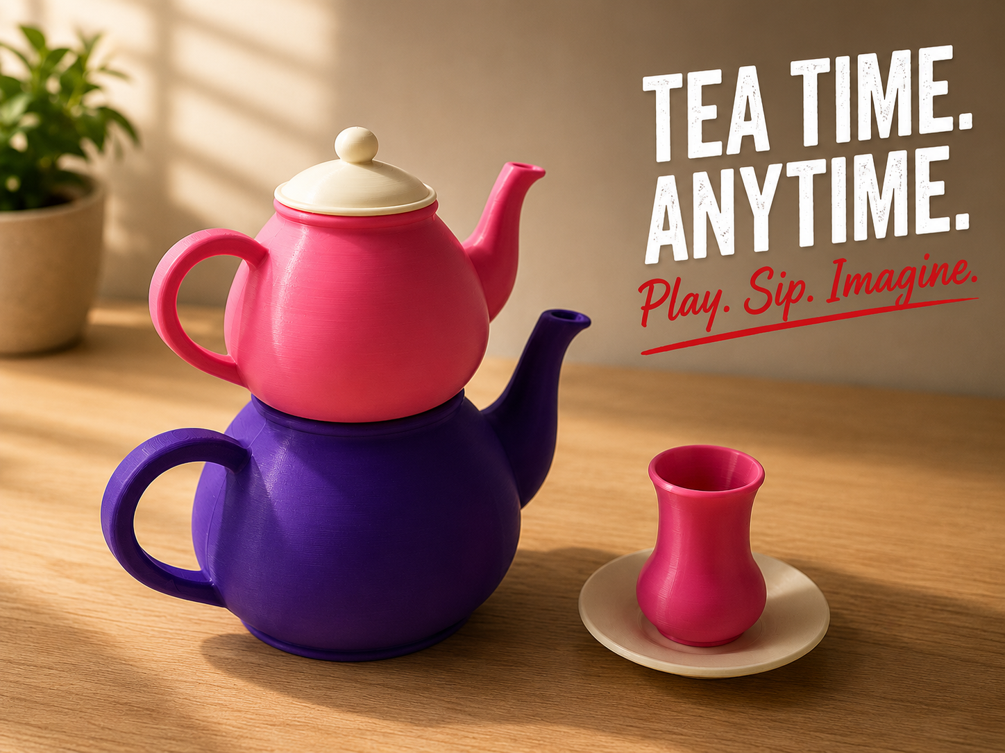 Toy Tea Set v2 – Play Kitchen Teapot & Cups