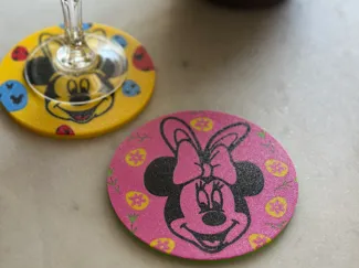 Spring Minnie Mouse Coaster with Easter Eggs