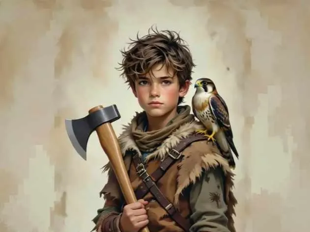 Small Boy with Hawk and Axe
