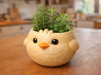 Low poly chicken planter