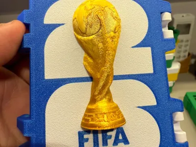 World Cup Sticker Box with Trophy in the middle. 