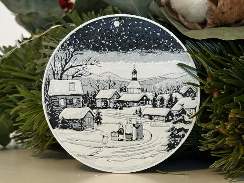 Josef Lada-Style Christmas Ornament (Hue Forge)