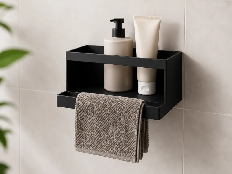 25cm Wall Shelf with Towel Bar