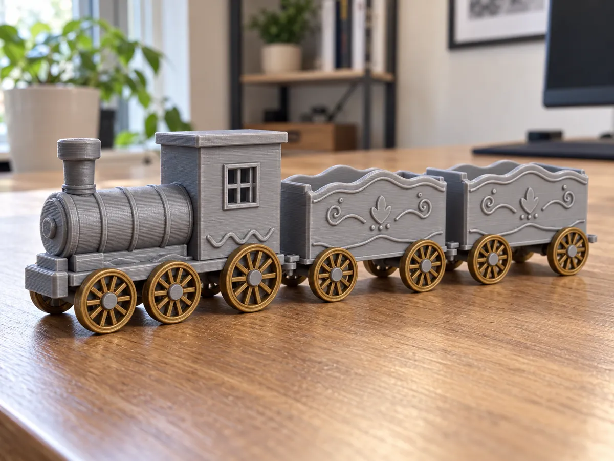 Model Freight Train Set Train Set – Rolling Wheels & Connectable Carts - Free 3D Print Model ...