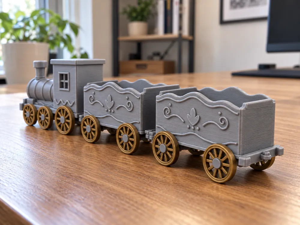 Model Freight Train Set Train Set – Rolling Wheels & Connectable Carts - Free 3D Print Model ...