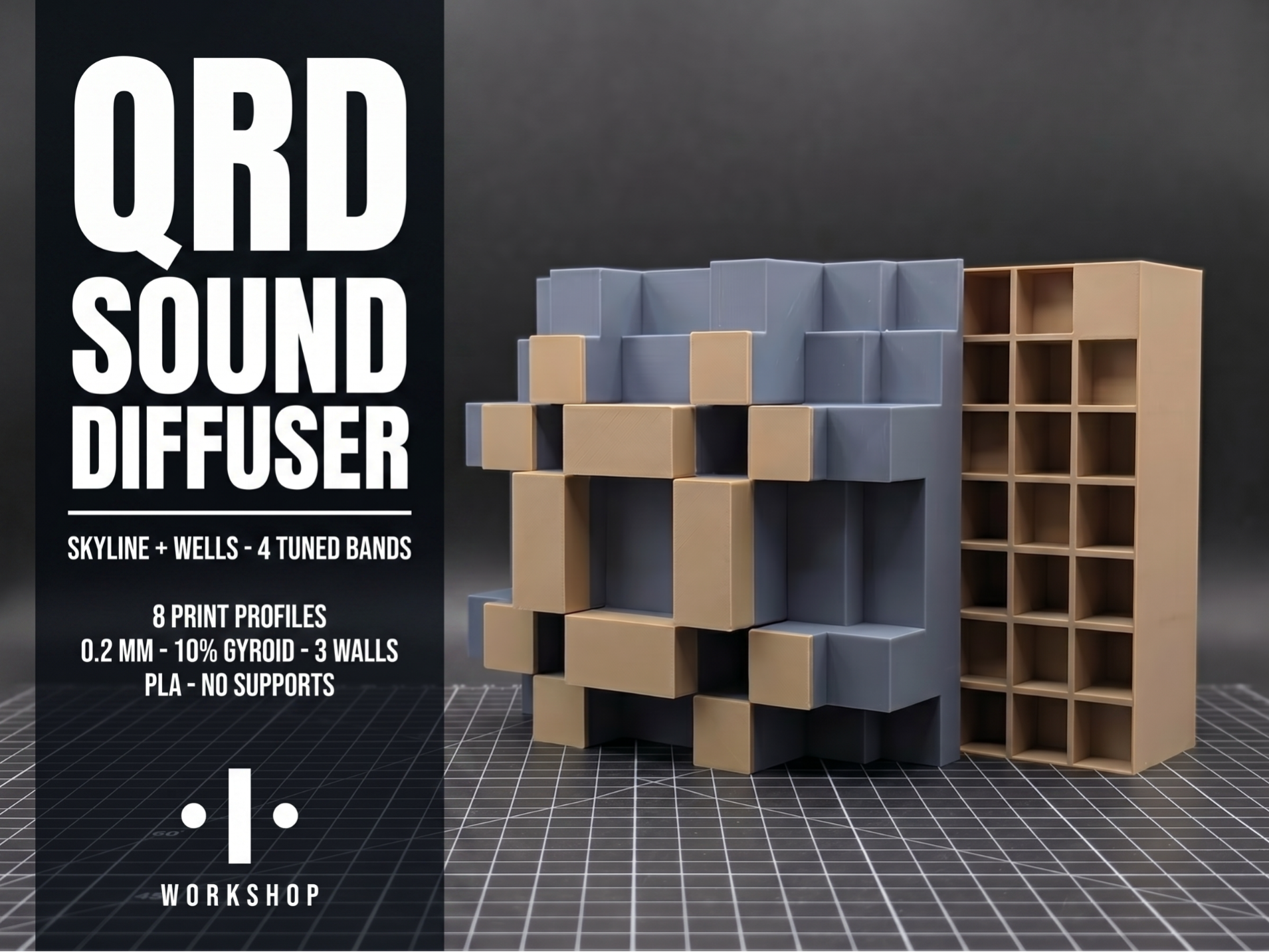 QRD Sound Diffuser Set – 4 Tuned Bands