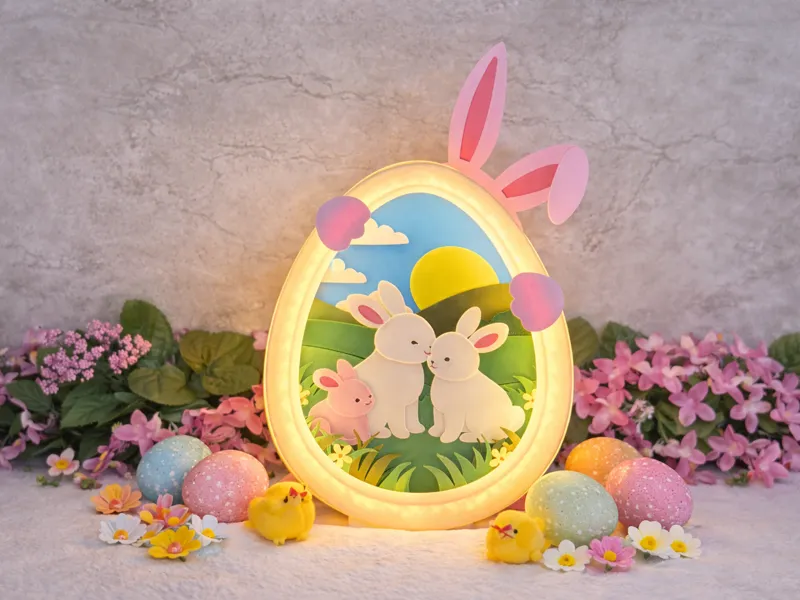 Layered Easter Egg LED Shadowbox