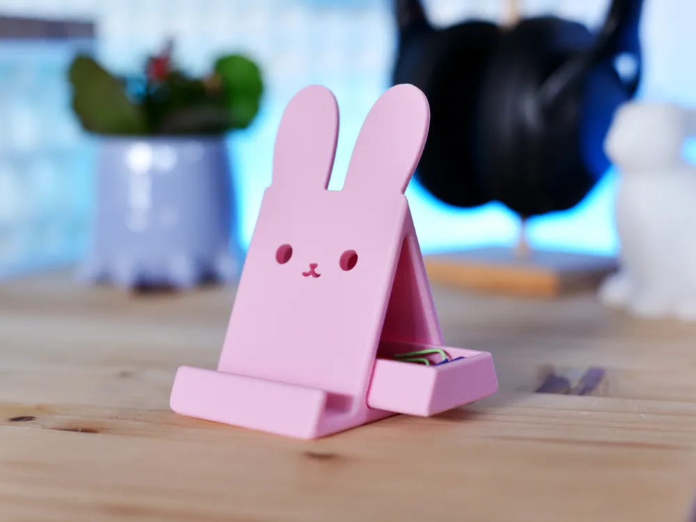 Soporte para celular: Cute Bunny Phone Stand + Drawer - Many Sizes. Referencia del modelo original.