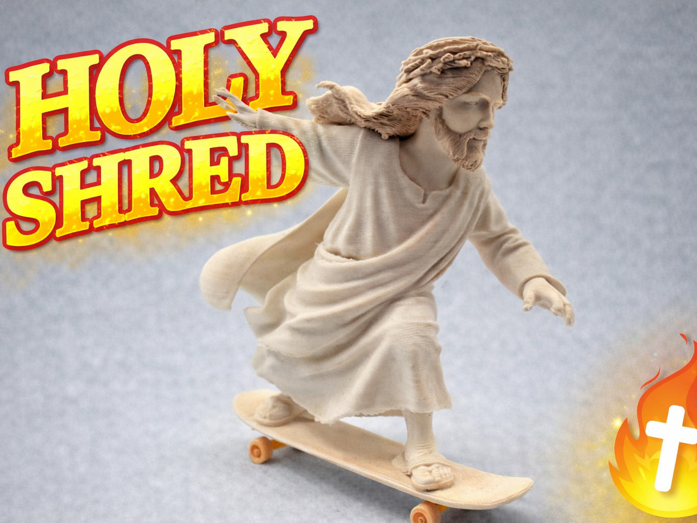 Single Color Jesus Riding a Skateboard