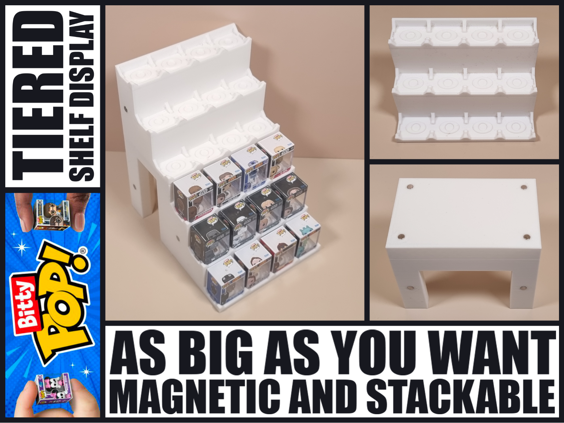 Bitty Pop Tiered Shelf Display Extendable 