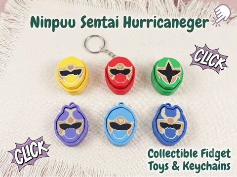 Objeto manipulable: Ninpuu Sentai Hurricaneger Fidget Clicker Set — referencia de MakerWorld