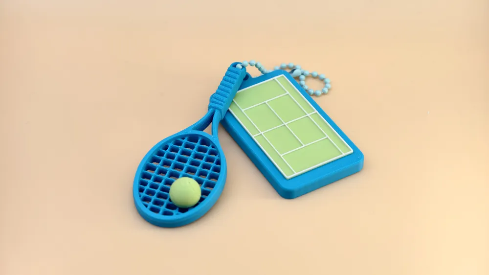 Tennis racket and tennis court keychain - Free 3D Print Model - MakerWorld