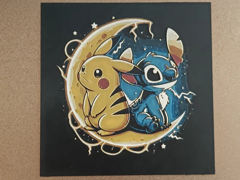 "Stitch" & "Pikachu" Inspired Hueforge Wall Art