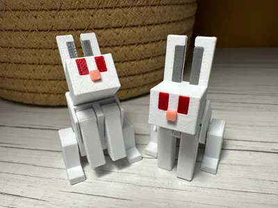 Buildable Rabbit Head Minecraft Minecraft Rabbit Articulated by kirimba MakerWorld: Download Free 3D Models