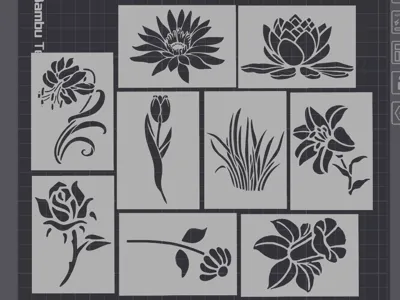 Flowers stencils (set of 9) v2