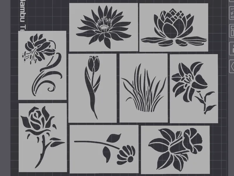 Flowers stencils (set of 9) v2