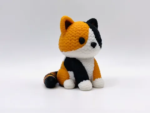 Letrero o emblema decorativo: Knitted Calico Cat — referencia de MakerWorld