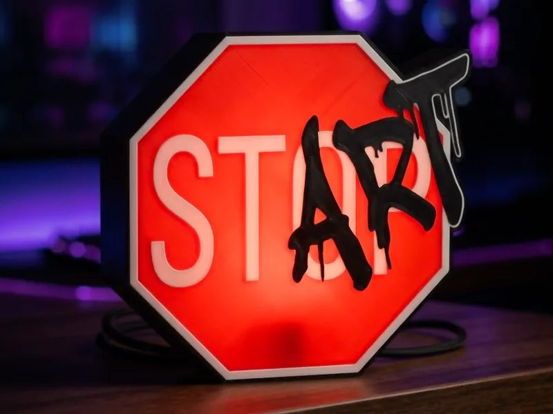 START Sign lightbox – Stop road Sign Remix led
