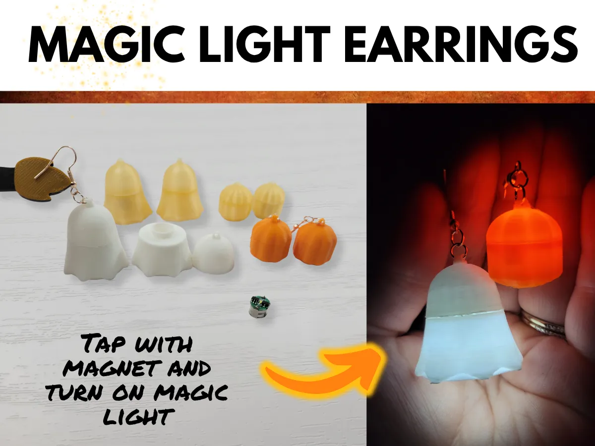 Magic Light Up Pumpkin Ghost Earrings view 2