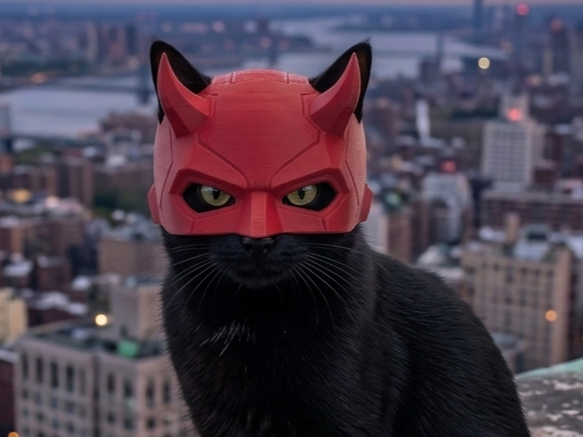 Daredevil style cat helmet