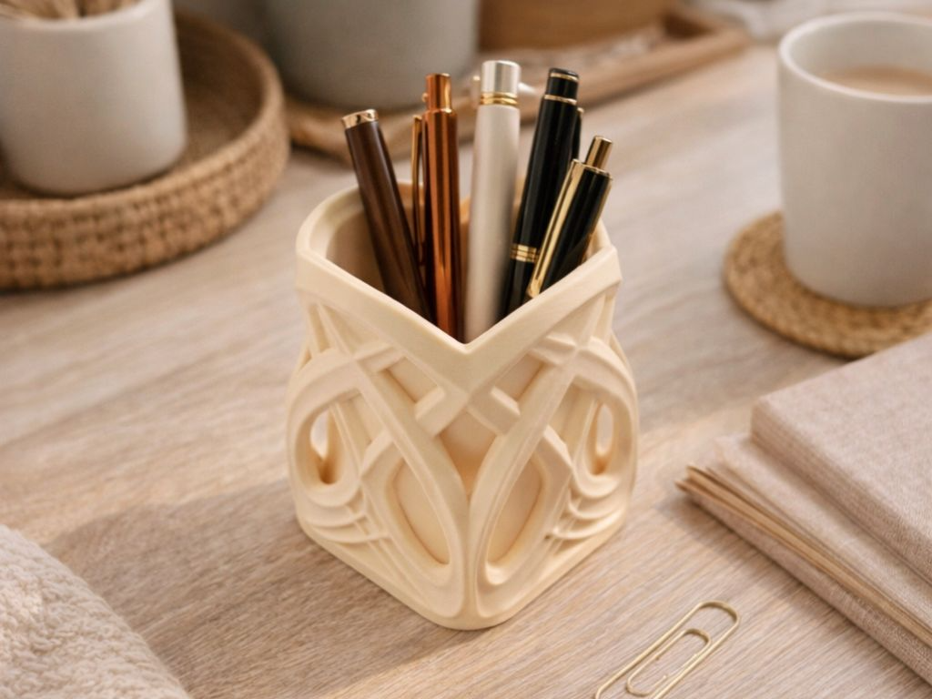 Geometric Heart Desk Organizer – No Supports