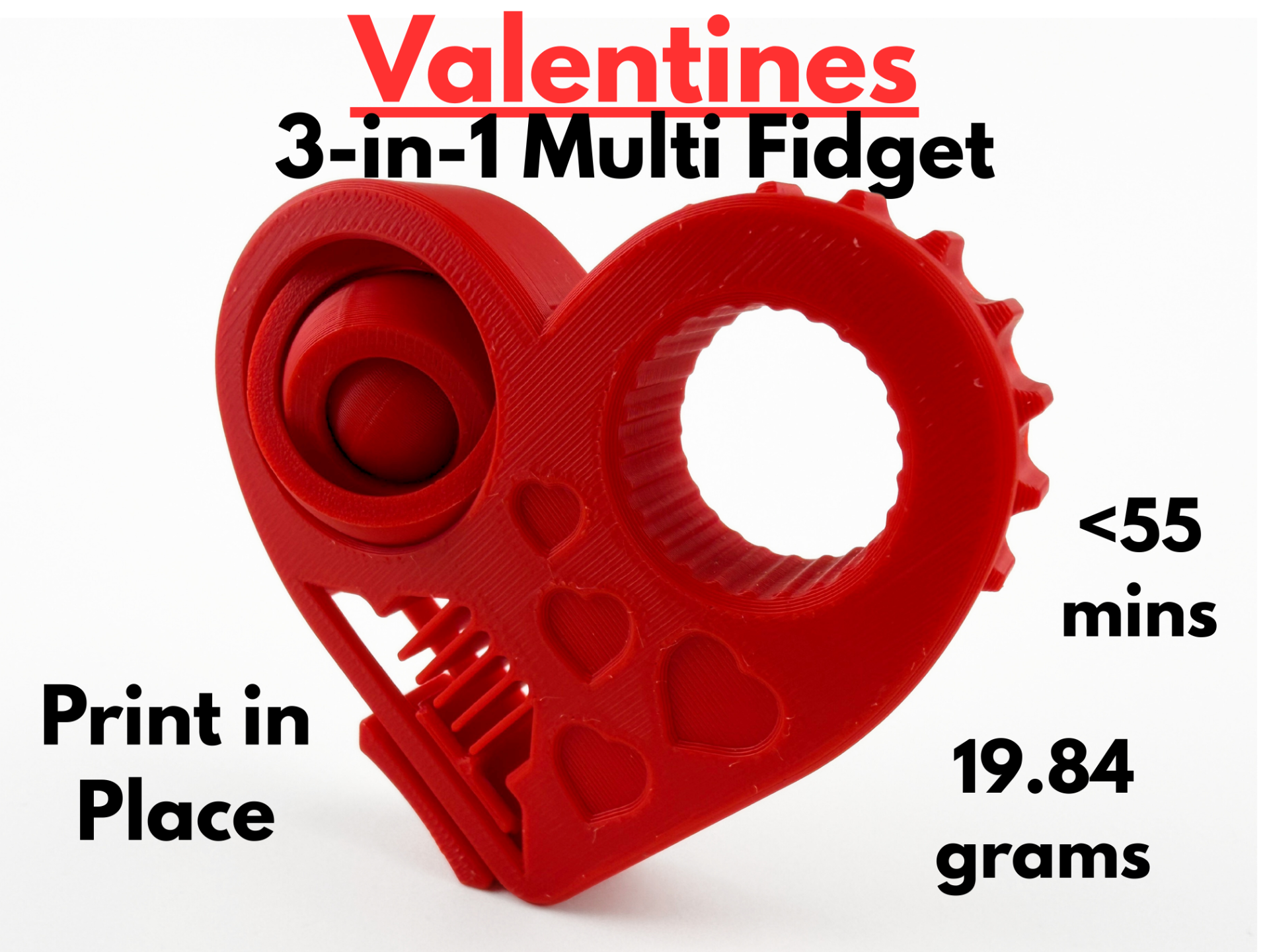 Valentines 3-in-1 Multi Fidget (Print in Place)