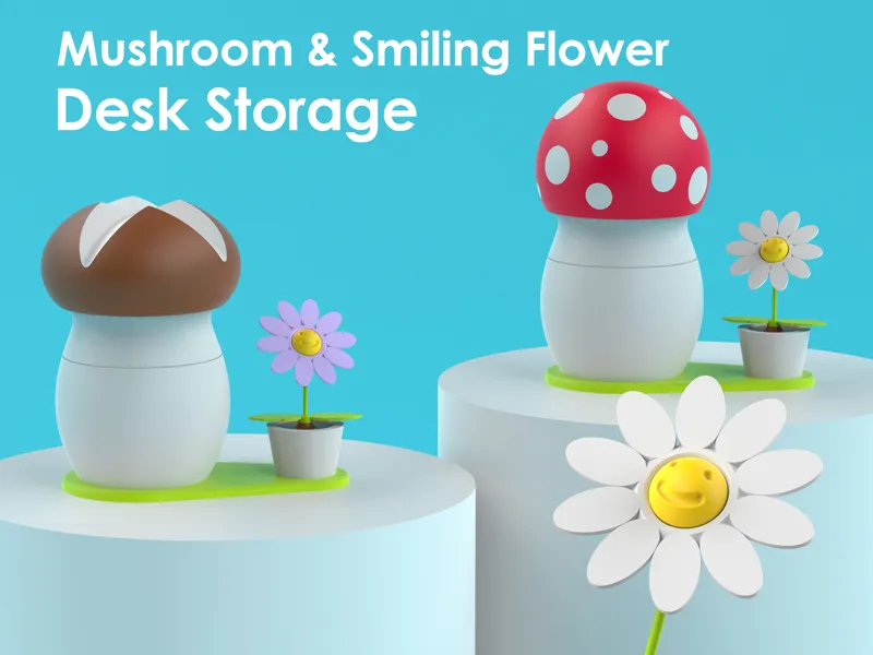 Mushroom & Smiling Flower Desk Storage