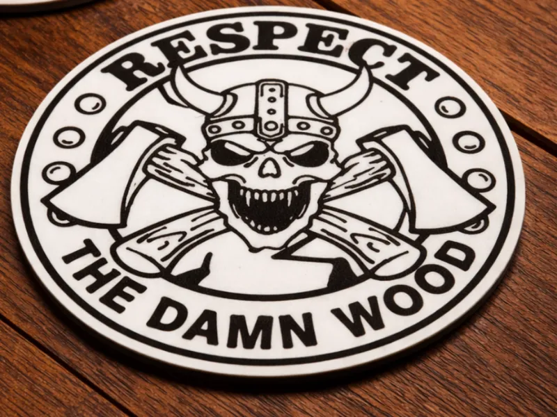 Respect the Damn Wood – Viking Skull Coaster