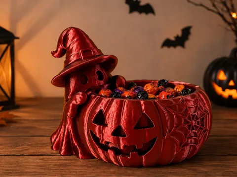 Adorno temático: Spooky Ghost Pumpkin Bowl – Halloween Candy Dish — referencia de MakerWorld