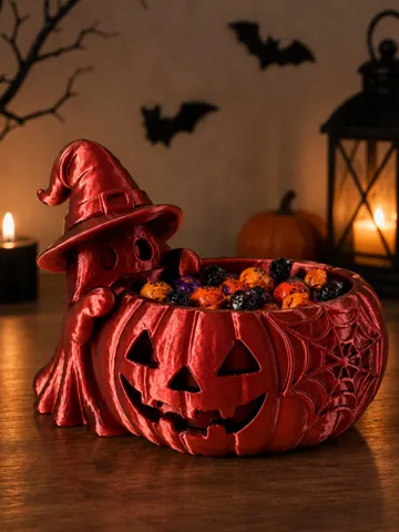 Adorno temático: Spooky Ghost Pumpkin Bowl – Halloween Candy Dish — vista de referencia 2