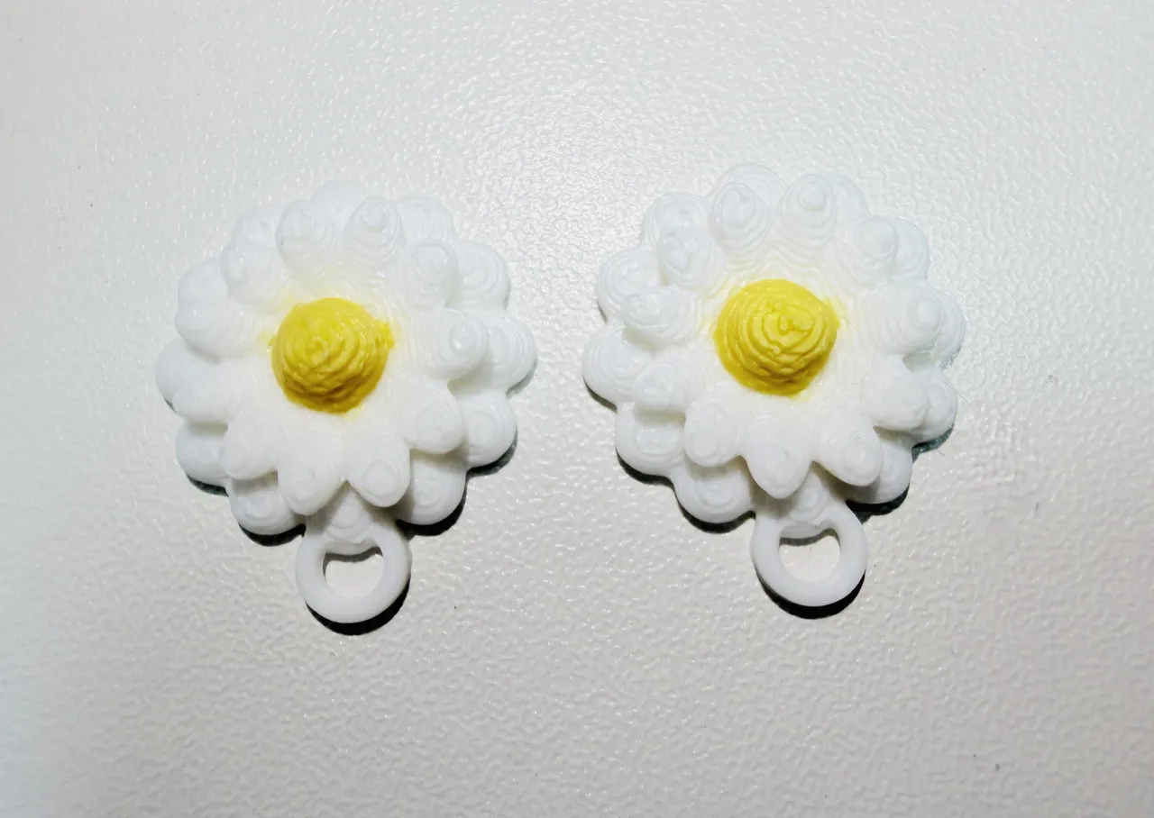Daisy Flower Earrings Multi Color 3D Print view 3