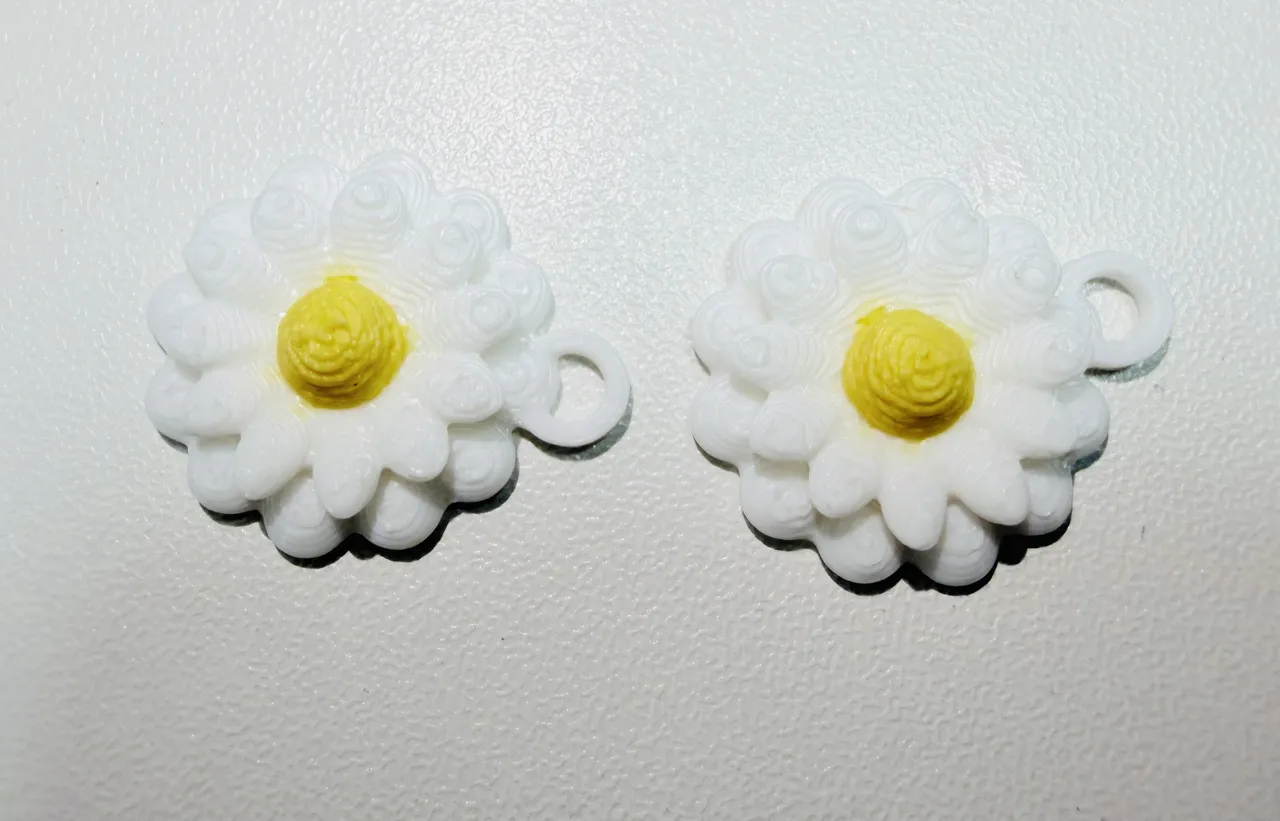 Daisy Flower Earrings Multi Color 3D Print view 4