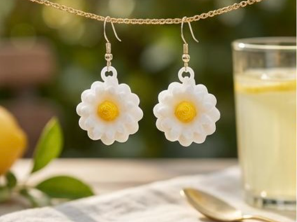 Daisy Flower Earrings Multi Color 3D Print
