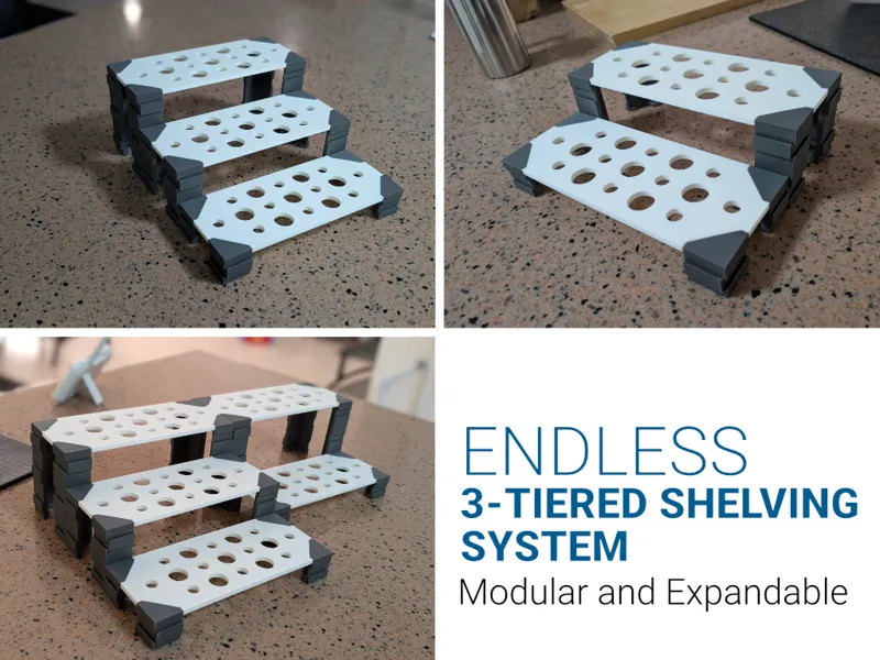 Endless 1, 2 or 3-Tier Shelf System and Organiser