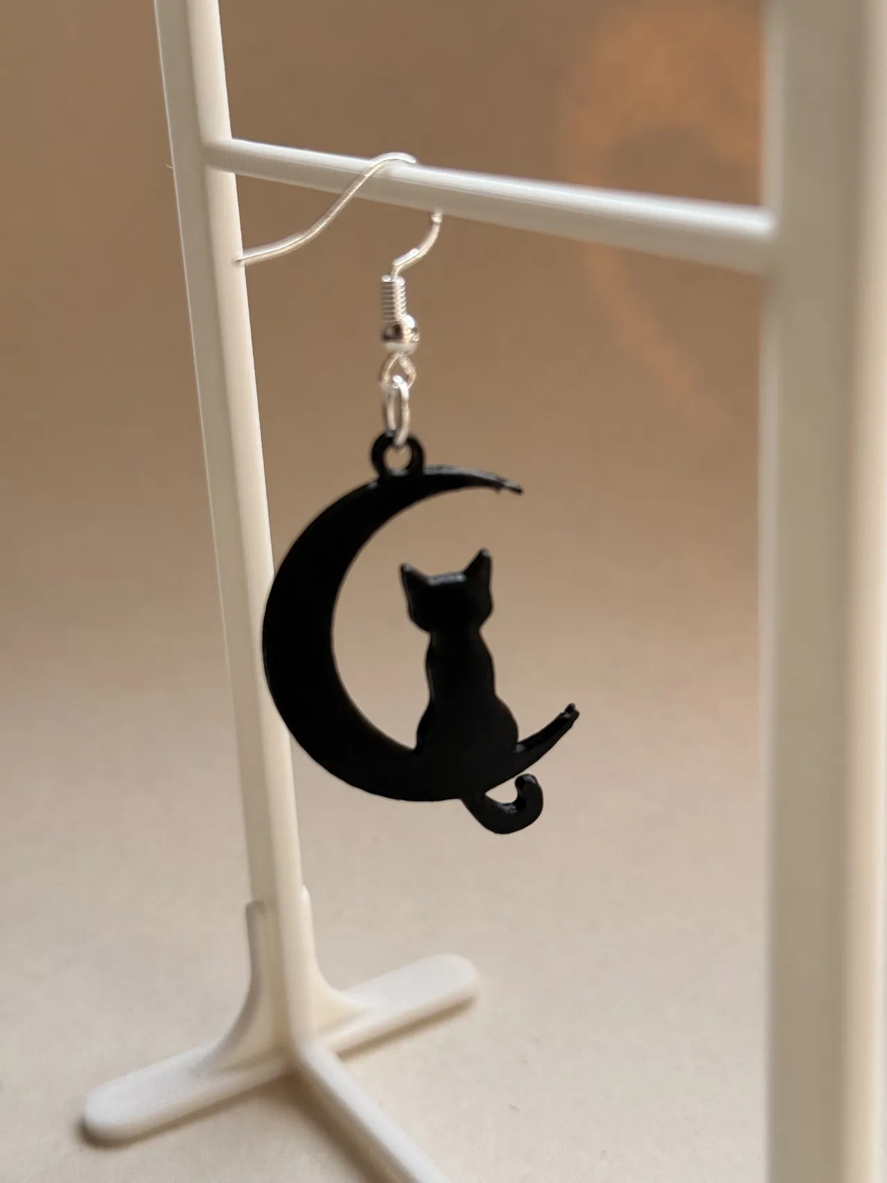 Cat and Moon Earrings view 2