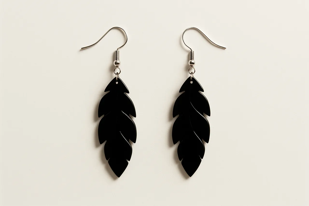 Black Leaf Earrings – Minimal Elegance view 2