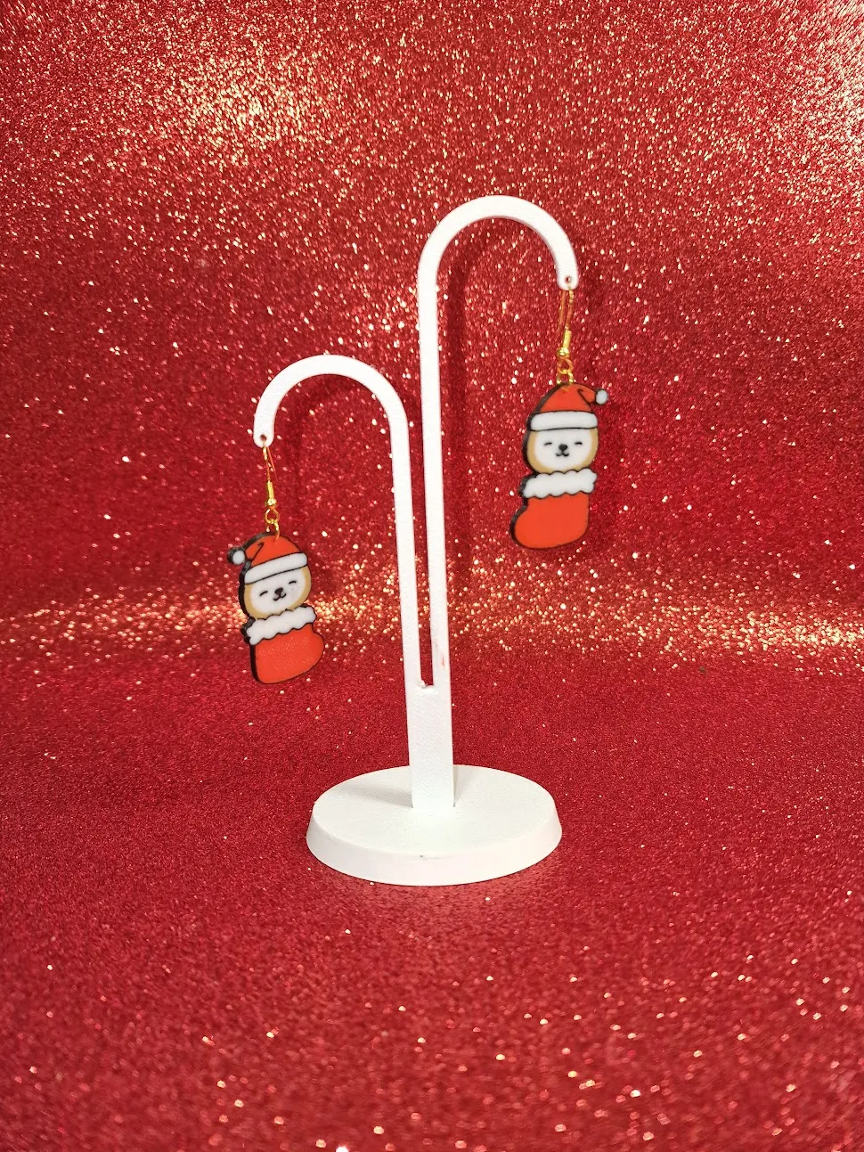 Christmas sloth earrings view 3