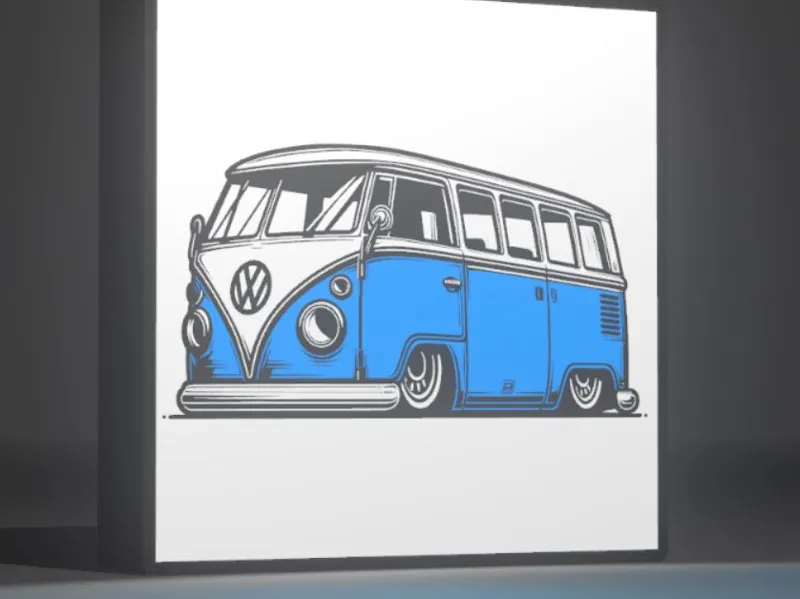 Boîte lumineuse Combi Volkswagen box carré lamp