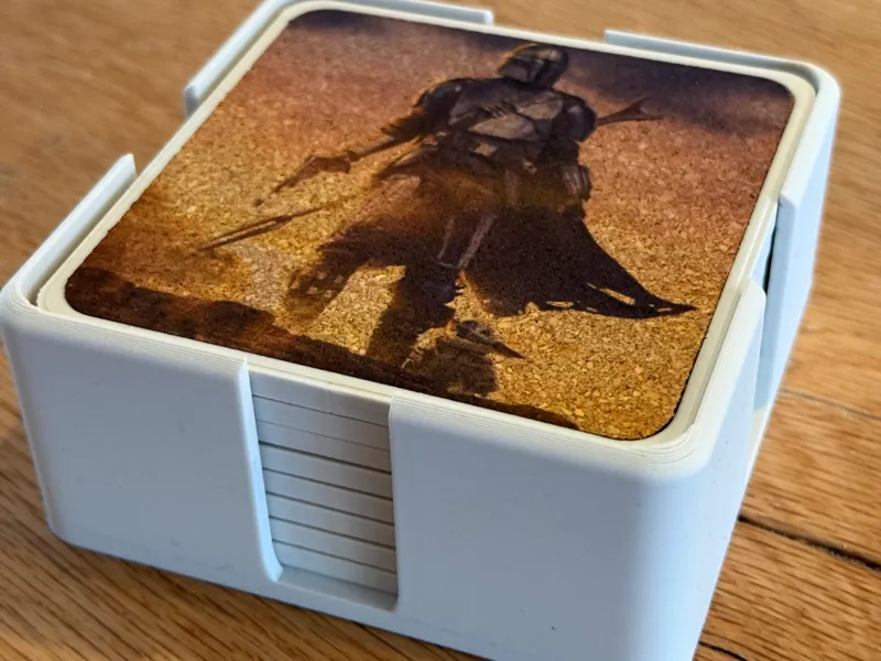 Coaster set, room for cork insert, incl. Holder