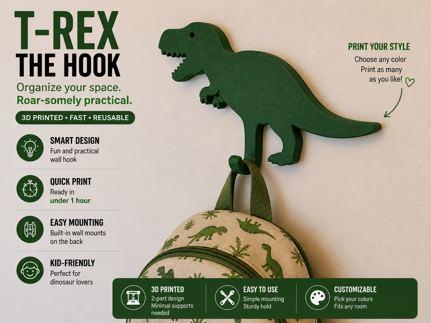 Miniatura 3 do modelo 3D Dino the hook