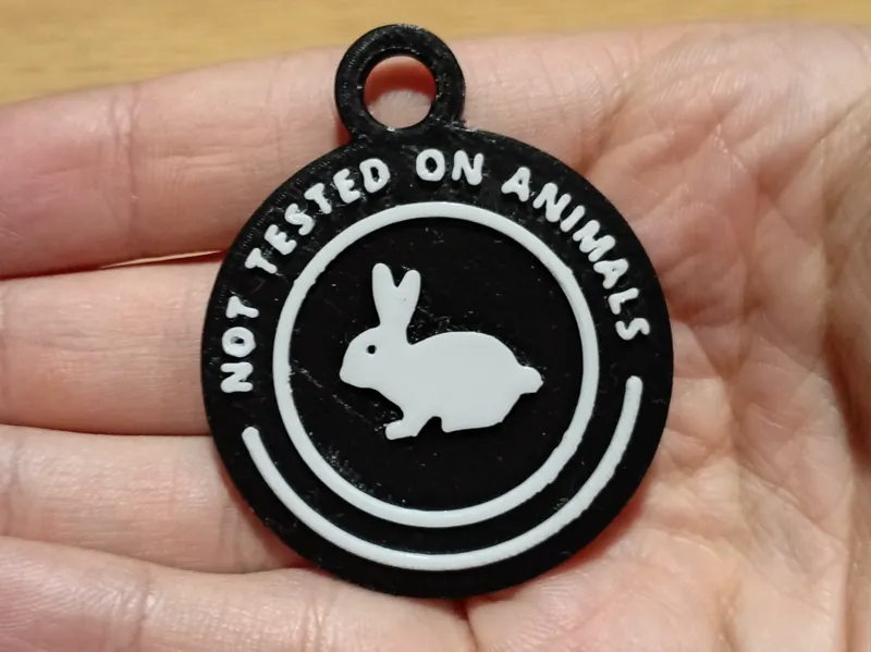 Not tested on animals keychain/tag