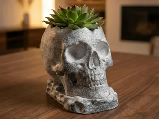 Kleiner Schädel topf mit Tropfschale, Skull Pot